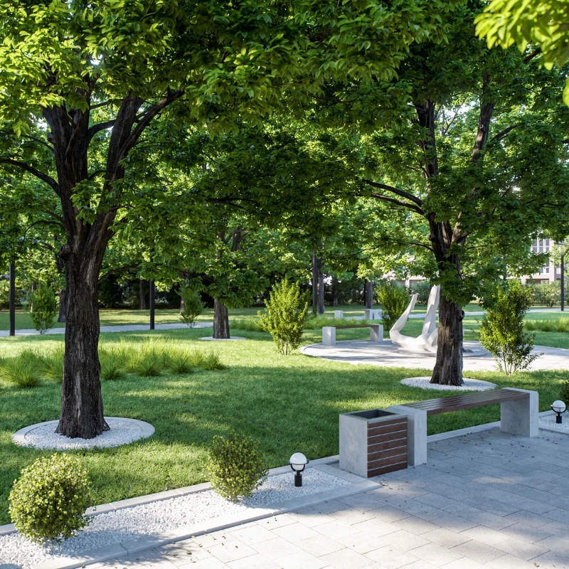 obrzeże okragle w parku miejskim