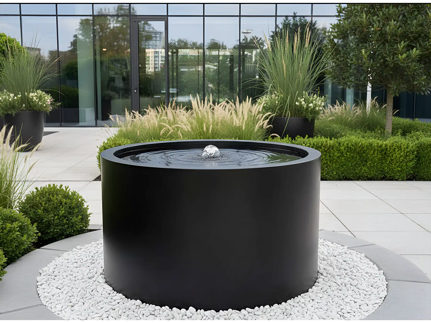 fontanna betonowa okrągła