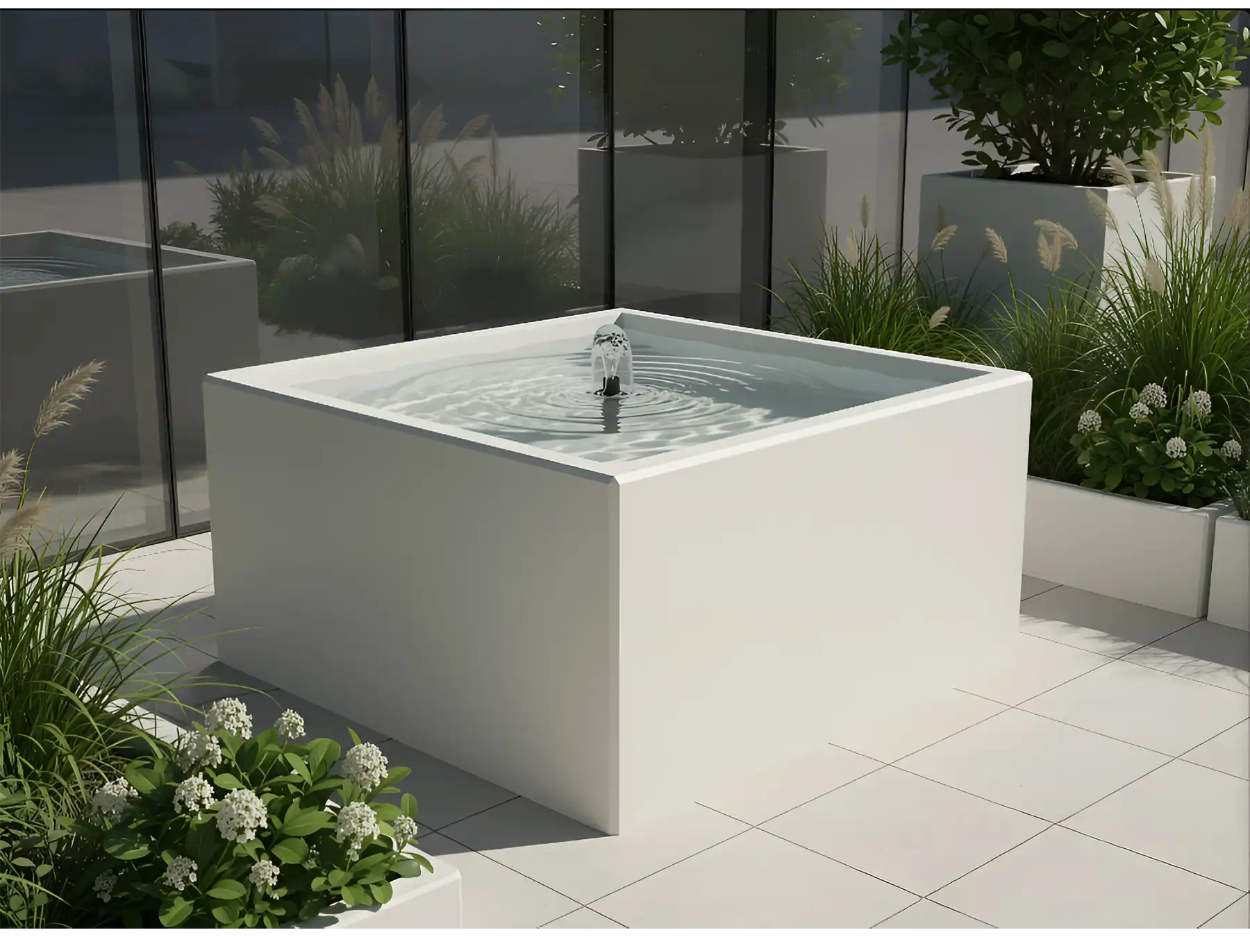 fontanna betonowa kwadratowa